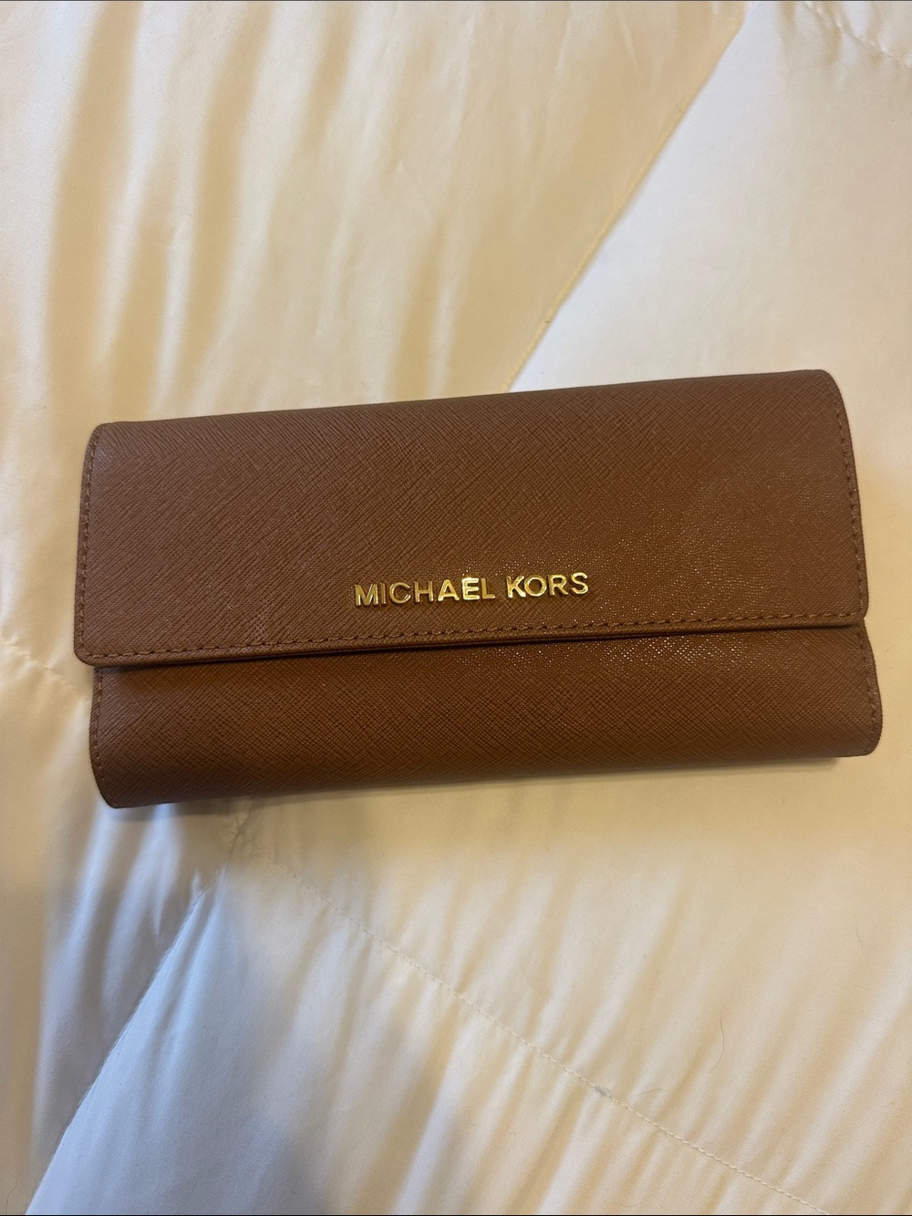Michael Kors Cognac Saffiano Leather Continental Wallet
